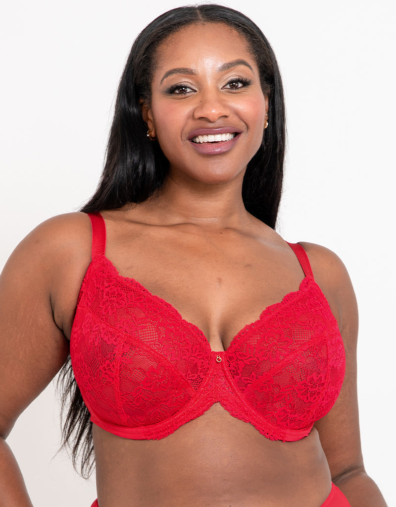 32F RED ANN SUMMERS SEXY LACE PLUNGE rUNDERWIRED PADDED BRA RRP