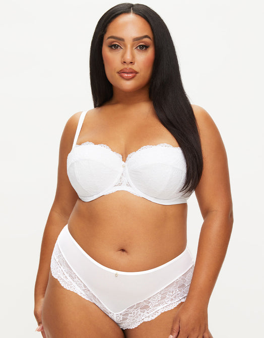 Ann Summers Fiercely Sexy Strapless Lace And Sequin Balcony Bra in White