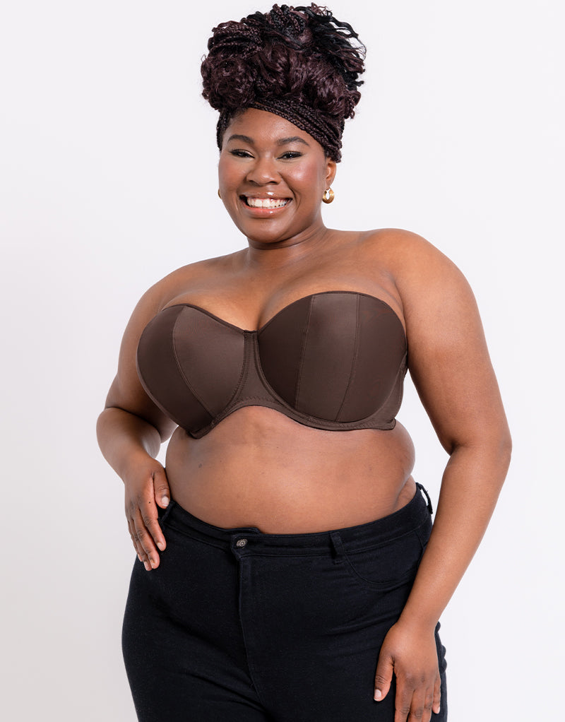 Women's Strapless Bra Plus Size Underwire Convertible Non Padded Bralette  46DDD 