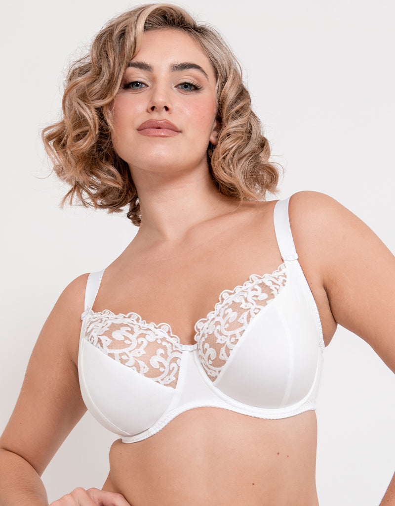 Elomi Womens Cate Wirefree Soft Cup Bra, 46G, White 
