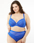 Oola Lace & Logo Balconette Bra Cobalt Blue