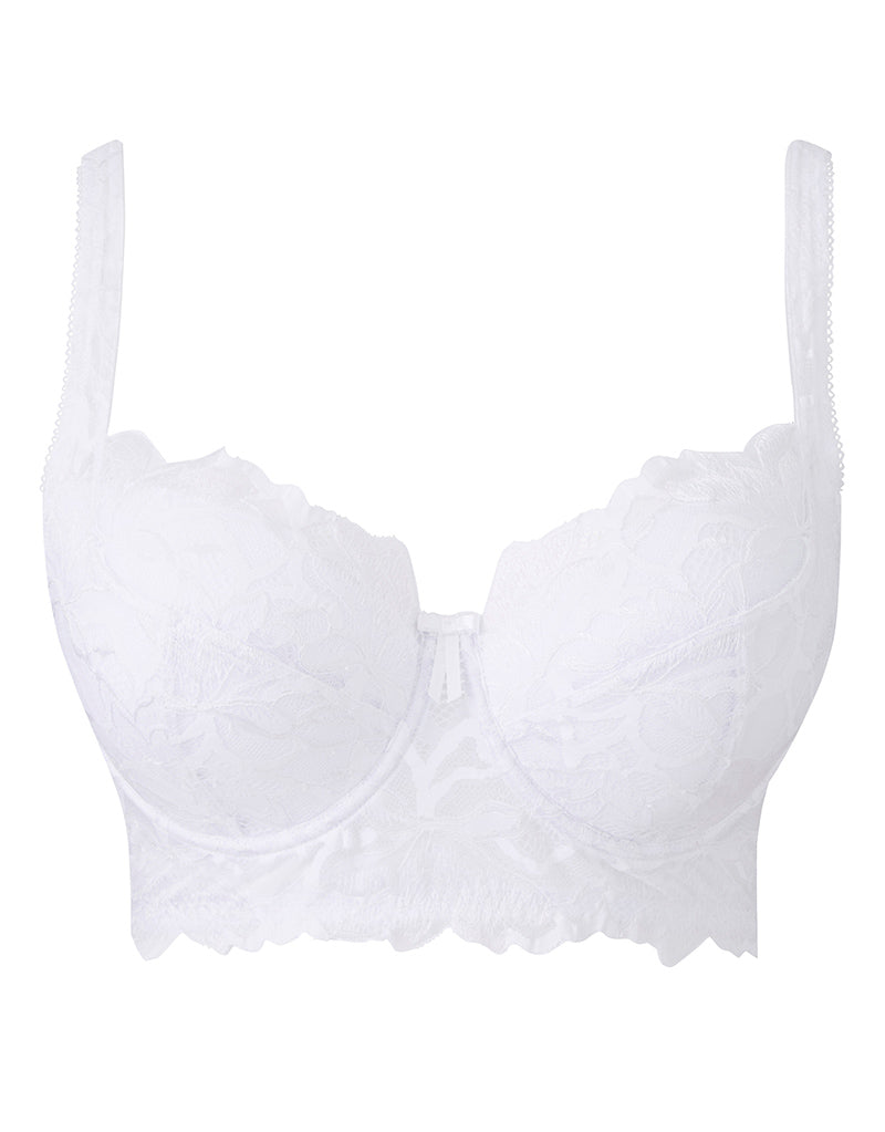 Pretty Secrets Lily Lace Padded Longline Balcony Bra White – Brastop UK