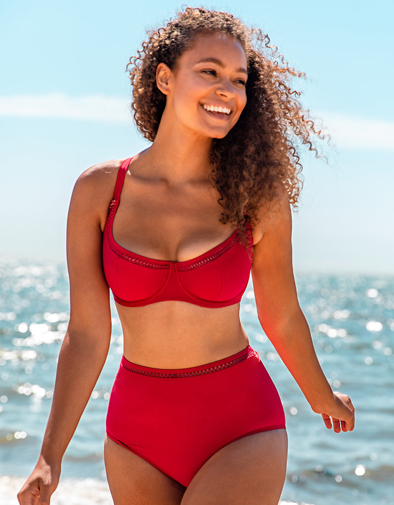 Curvy Kate Wrapsody Bandeau Swimsuit Red - 30FF