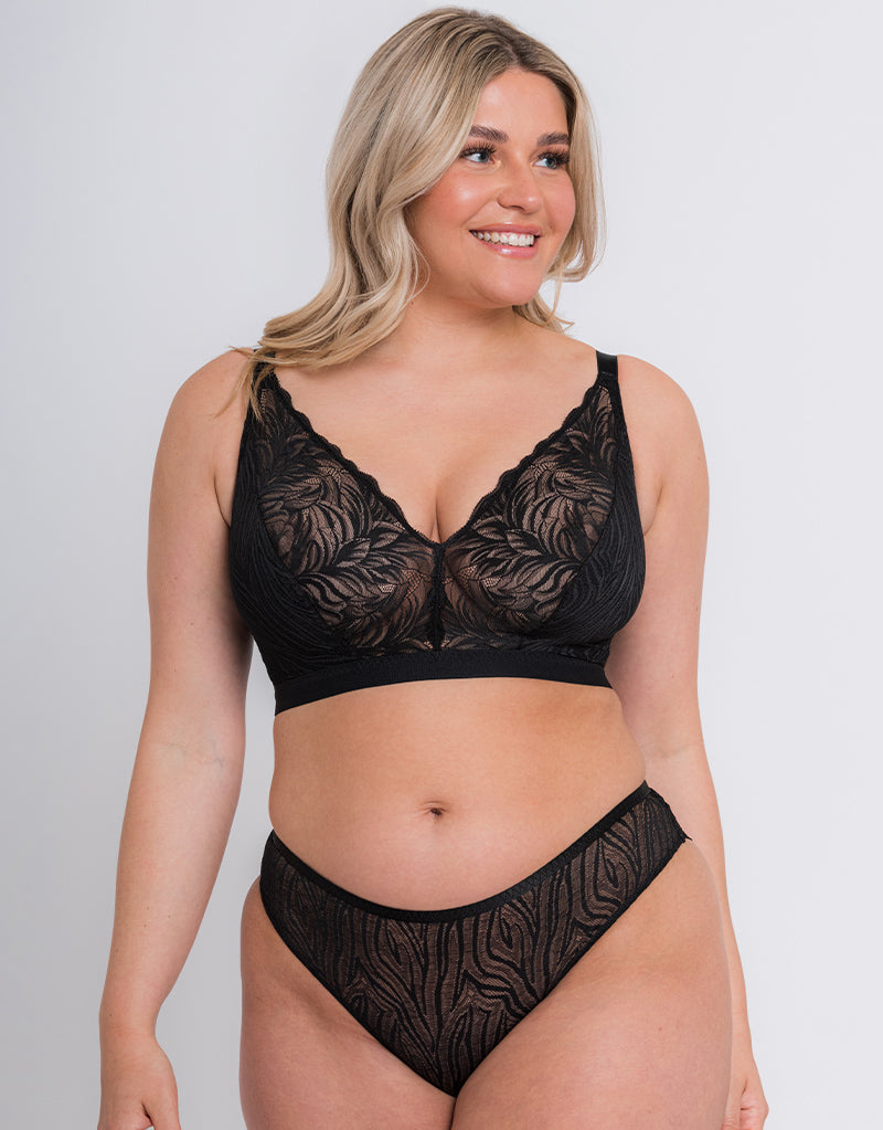  Other Stories Longline Lace Bralette in Black