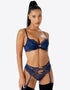 Gossard Superboost Lace Plunge Bra Midnight Blue/Gold