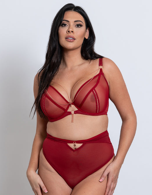 Scantilly Unchained Suspender Belt Deep Red - L
